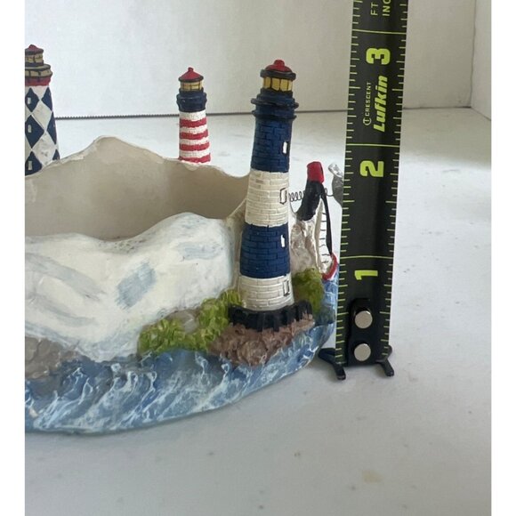 Candle Holder Nautical-Themed Lighthouse Sailboat and Flying Birds Resin - Picture 8 of 10